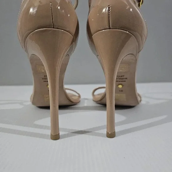 Stuart Weitzman Nudistsong Ankle Strap Heels Womens 10 Adobe Tan Leather Sandal - Picture 12 of 16